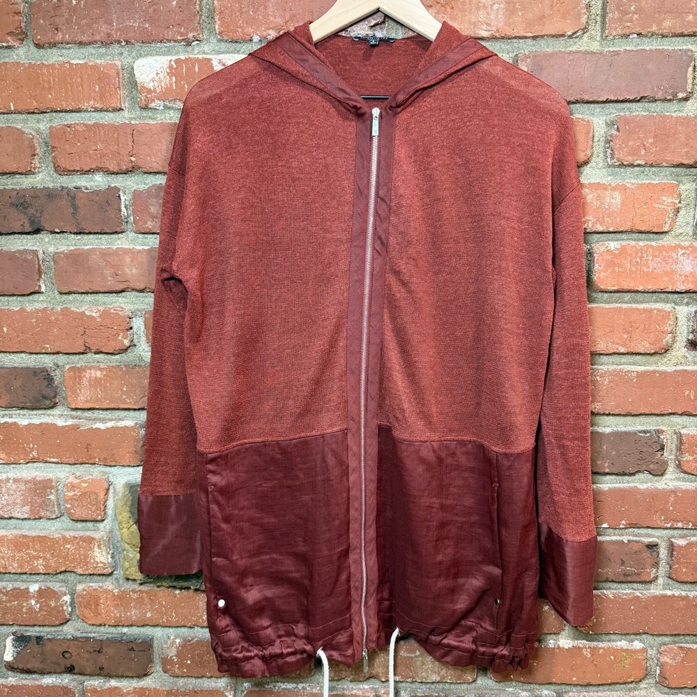 Lafayette 148 Women's small Jacket‎ Linen Viscose Hooded Full Zip, Pockets